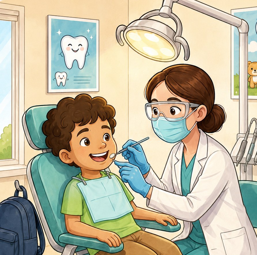 Amanhã eu vou ao dentista. A Dra. Ana vai olhar meus dentes e cuidar do meu sorriso.